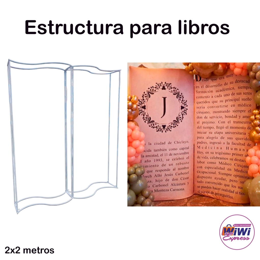 Estructura de libro de 2x2 metros metal para decoraciones