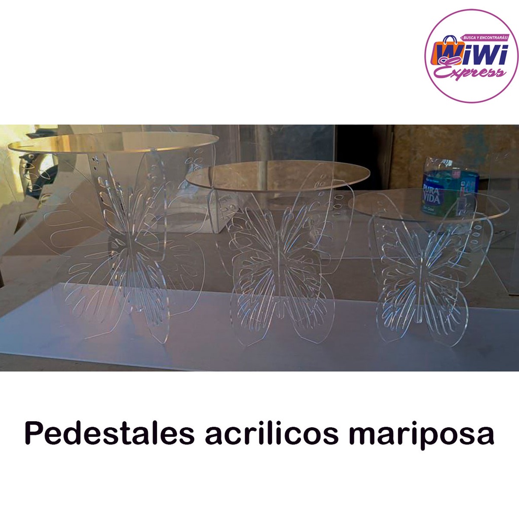 Pedestal mariposa en acrilico 3 piezas