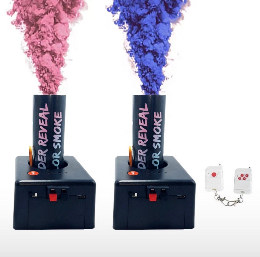 Humo electrónico para eventos y fiestas azul o rosa revelaciones