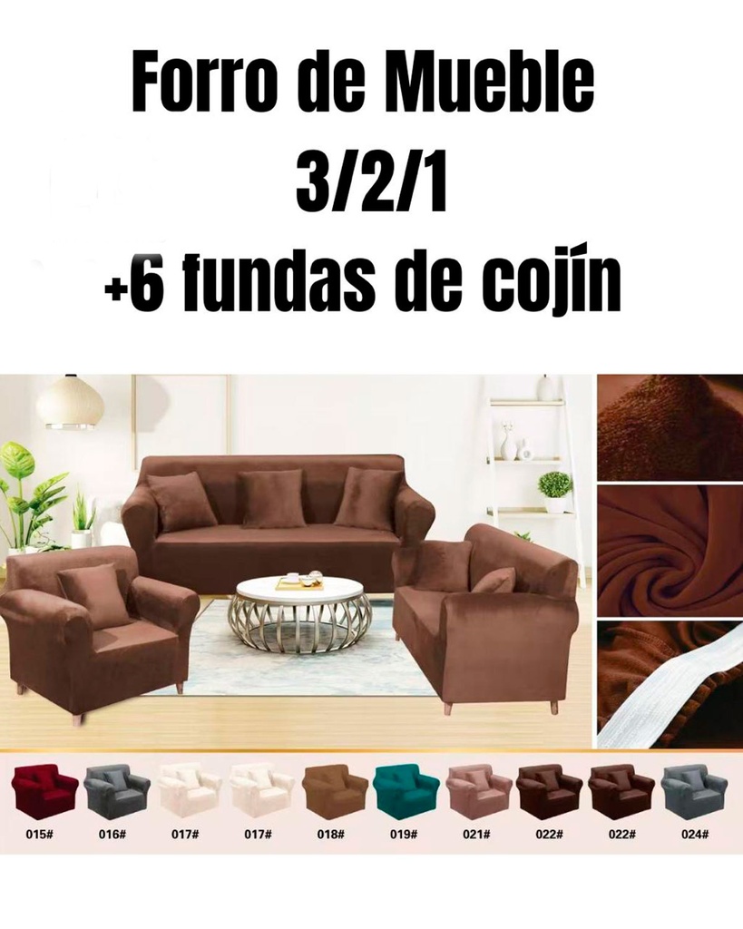 Forro para Mueble 3-2-1 + 6 Fundas para Cojín