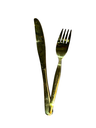 Tenedores y cuchillos dorados para decoraciones de eventos