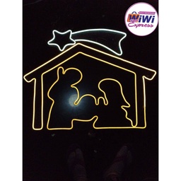 Pesebre navideño en luz neón